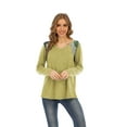 thumbnail image 3 of T-shirt Décontracté à Manches Longues Croisé Col Rond pour Femme, 3 of 8