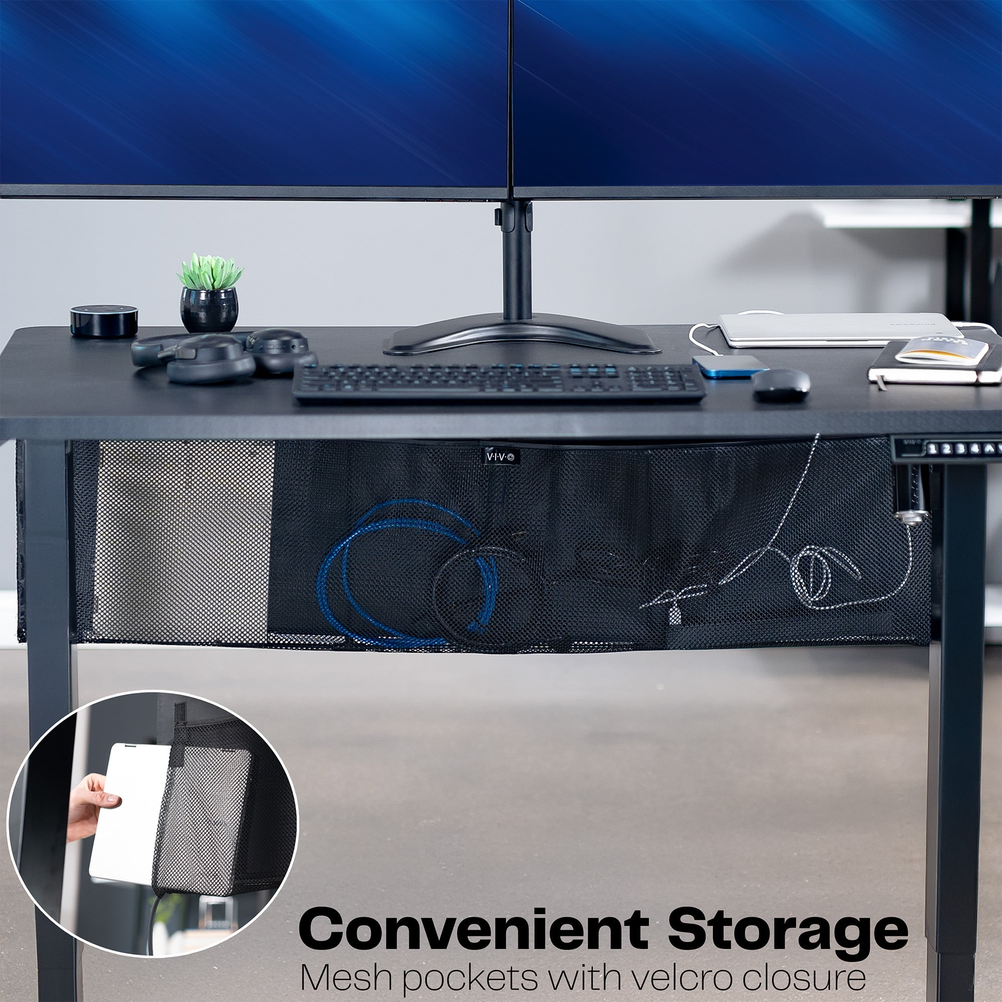 VIVO Black Under Desk Privacy & Cable Management Sleeve Panel 48" Kit