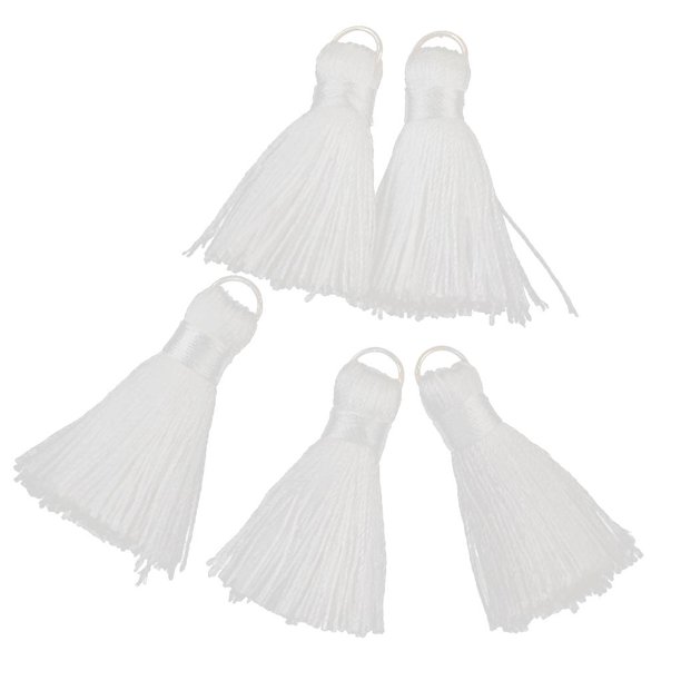 5 piezas 3 cm Mini borlas suaves hechas a mano para joyas Marcadores DIY Blanco Hugo Borlas suaves minúsculas hechas a mano