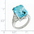 thumbnail image 2 of Primal Silver Sterling Silver Rhodium Checker-Cut Light Swiss Blue Topaz Ring, 2 of 4