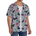 thumbnail image 2 of Xecao Christmas Hat Dachshund Men's Casual Short-sleeved Shirt, a button-up collared shirt with a pocket-3X-Large, 2 of 5