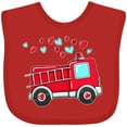 thumbnail image 3 of Inktastic Valentine Fire Truck with Hearts Boys or Girls Baby Bib, 3 of 4