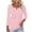 Womens Clothing Pink, variant on Womens Summer Tops, 3/4 Sleeve Shirts for Women Casual Loose Fit Vintage Solid Color Notch V Neck T Shirts S-2XL