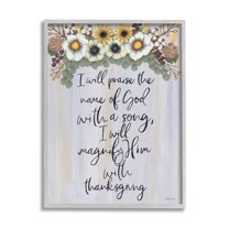 Stupell Industries Praise Name of God Sentiment Autumn Flowers, 24 x 30,Design by Ashley Justice
