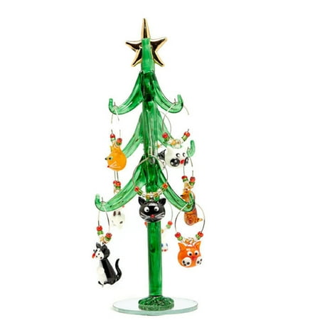 - Holiday Tree Filled with Nine Kitty Cat Wine Charms Ornament Set