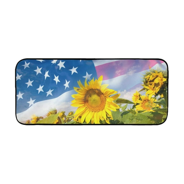 4th of July Patriotic Independence Day Welcome Door Mat Memorial Day Doormat for Indoor Outdoor Decorations,Floor Mat Entry Rug Non-Slip Washable for Porch Front Door Entrance Clearance 16x48 Inch