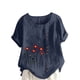 thumbnail image 1 of Vestidos Casuales Para Mujer, Blusas De Mujer De Moda Blusa informal de lino con cuello redondo, manga corta y botones para mujer, 1 of 4