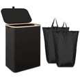 thumbnail image 1 of Cesto para Ropa Sucia, 150L Cesta de Lavandería Dividida Plegable de Gran Capacidad con 2 Bolsa Extraíble Tapa para Lavar, Para Baños Sala de Estar, Dormitorio y Lavandería, Negro, 1 of 4