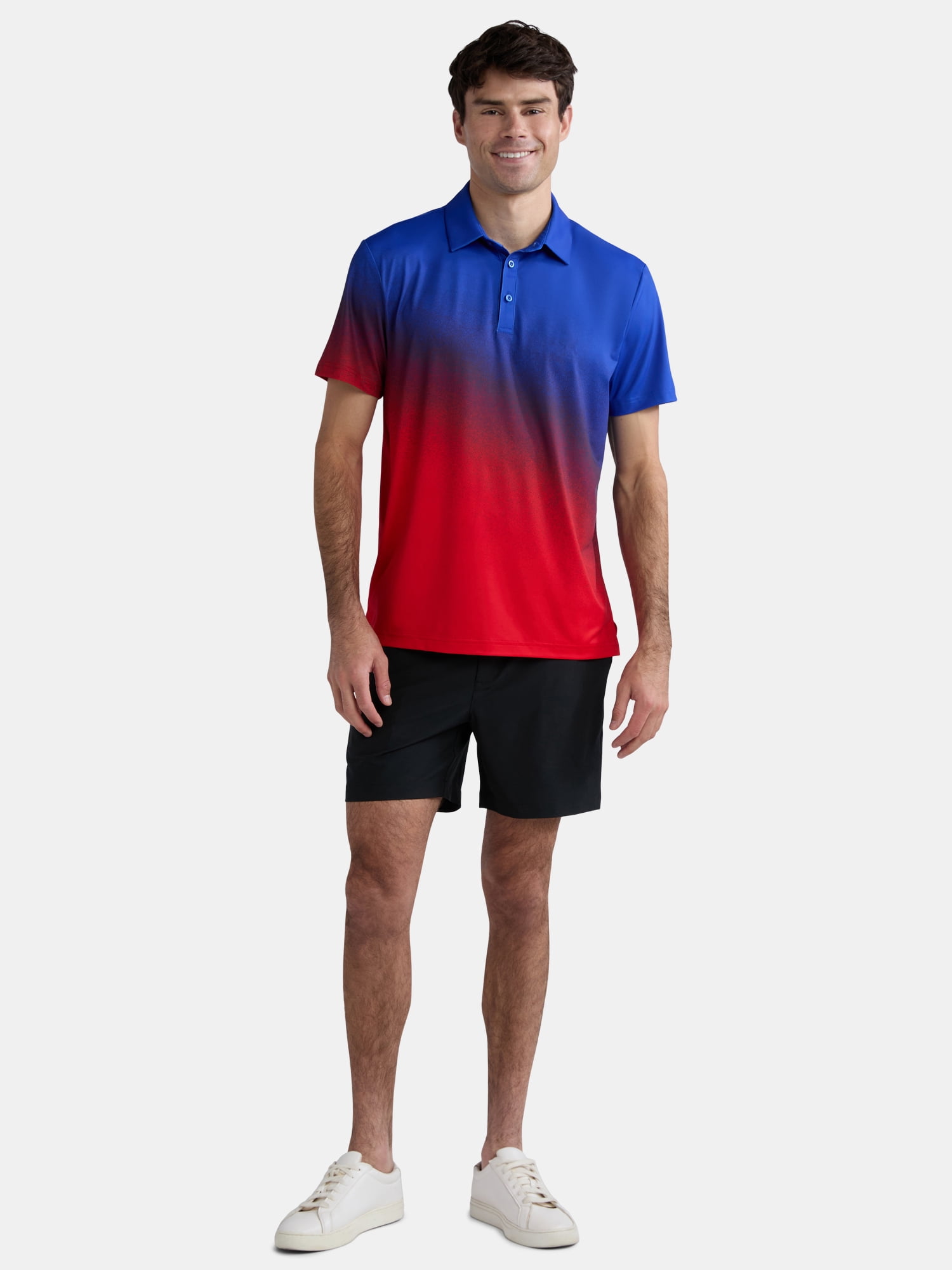 Birdie Bound Men's and Big Men’s Fourth of July Americana Ombre Printed Golf Polo Shirt, Sizes S-5XL