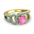 thumbnail image 3 of 2.50 Ct Round Shape Pink Sapphire & Blue Topaz Gemstone Sparkle Wedding Ring for Ladies Solid 14K Yellow Gold Size 3.5 by Diamond-Capitals, 3 of 8