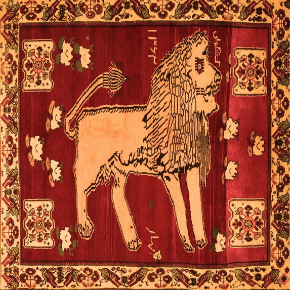 Ahgly Company Indoor Square Animal Orange Traditional Area Rugs, 3' Square