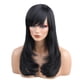 thumbnail image 2 of Peluca De Cabello Humano Recto Ondulado Largo Natural Pelucas Negras Flequillo Lateral Para Mujeres, 2 of 9