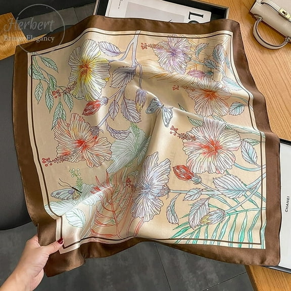 Silk Scarf for Women, 100% Mulberry Silk, 65x65cm Square, Head & Neck Scarf,65,As Picture