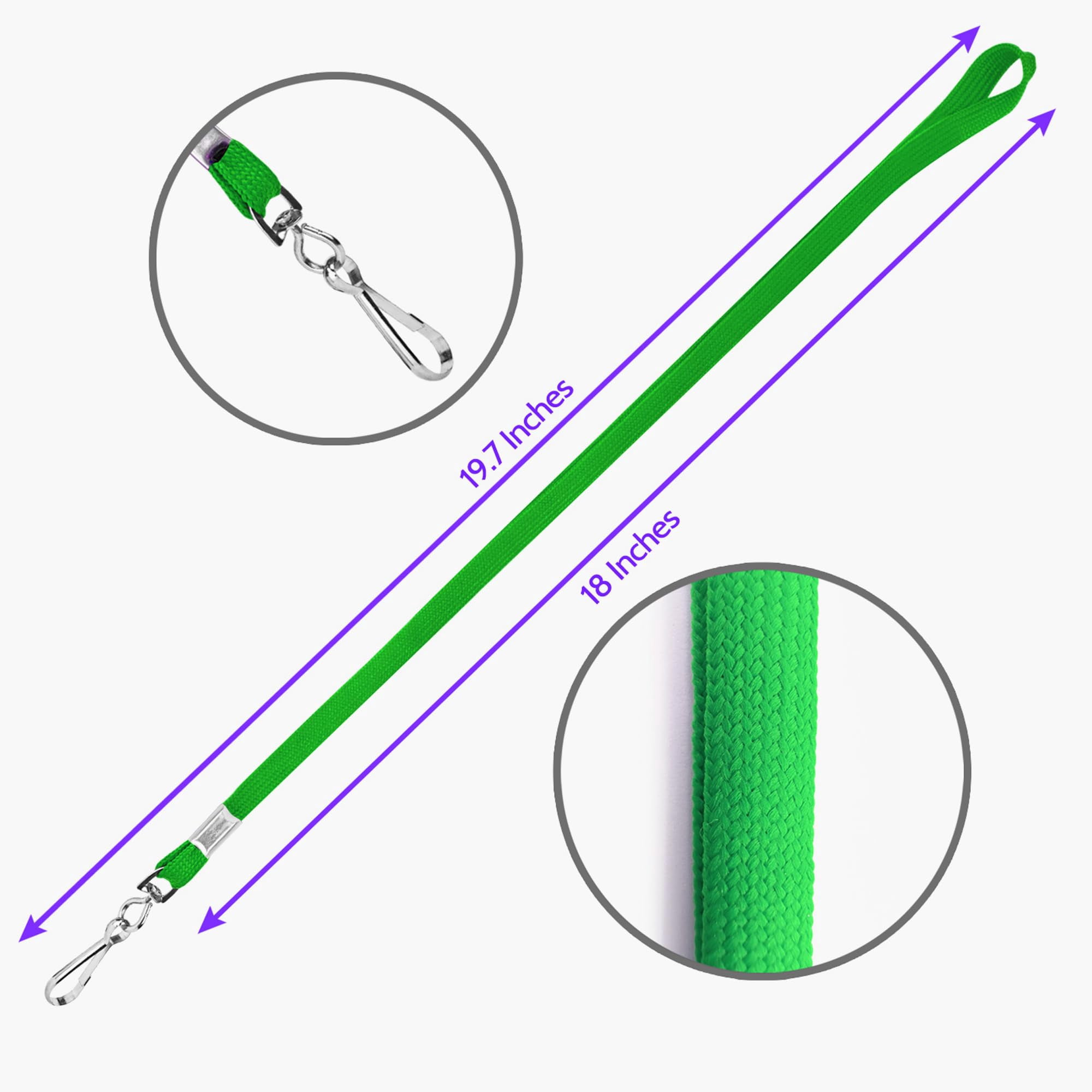 100-pack Green Lanyards For Id Badges With Swivel J-hooks - Versatile Neck Lanyard Keys  Card Holders Whistles And More Ideal Offices Teachers Cruise Ship Cards