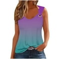 thumbnail image 2 of Summer Savings Tank Top for Women Fashion Ombre Shirt Round Neck Sleeveless Blouse Tops with Ring Casual Summer Tank Shirts, 2 of 5