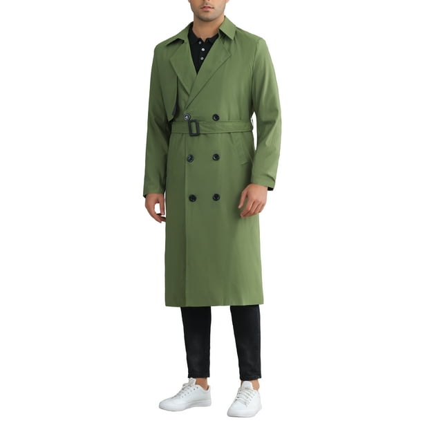 ABRIGO TRENCH CLÁSICO INSPIRADOR para Hombre, Abrigo Largo de Invierno de Doble Botonadura con Cinturón