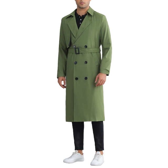 ABRIGO TRENCH CLÁSICO INSPIRADOR para Hombre, Abrigo Largo de Invierno de Doble Botonadura con Cinturón