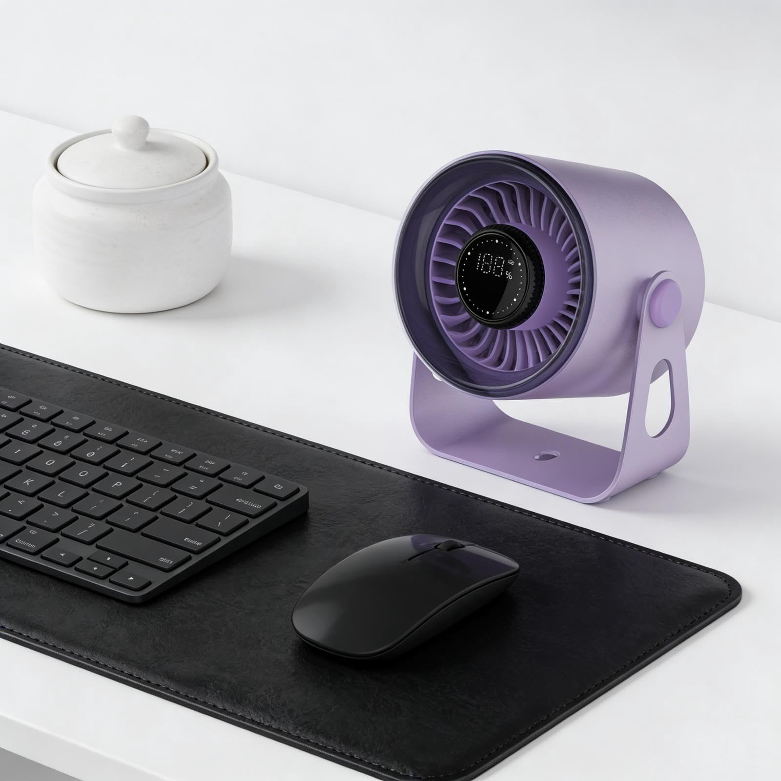 Desktop Turbine Fan, Intelligent Digital Display, Adjustable Wind Speed, Portable Wall-mounted Cooling Fan for Office, Bedroom, Kitchen, USB Rechargeable, Quiet Operation, Strong Airflow