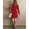 thumbnail image 5 of luvamia Women Casual Long Sleeve Short Sweater Dresses Fall Crewneck Stretch Knit Long Pullover Jumper True Red Size XL Fit Size 16 Size 18, 5 of 7