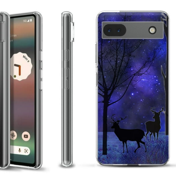 Slim-Fit Gel TPU Phone Case for Google Pixel 6a, by OneToughShield ® - Midnight Forest