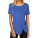 thumbnail image 4 of Pntutb Mujeres Plus Tamaño Botón Sólido Cuello Redondo Manga Corta Irregular Camiseta Blusa tops Pntutb Pntutb-1484, 4 of 6