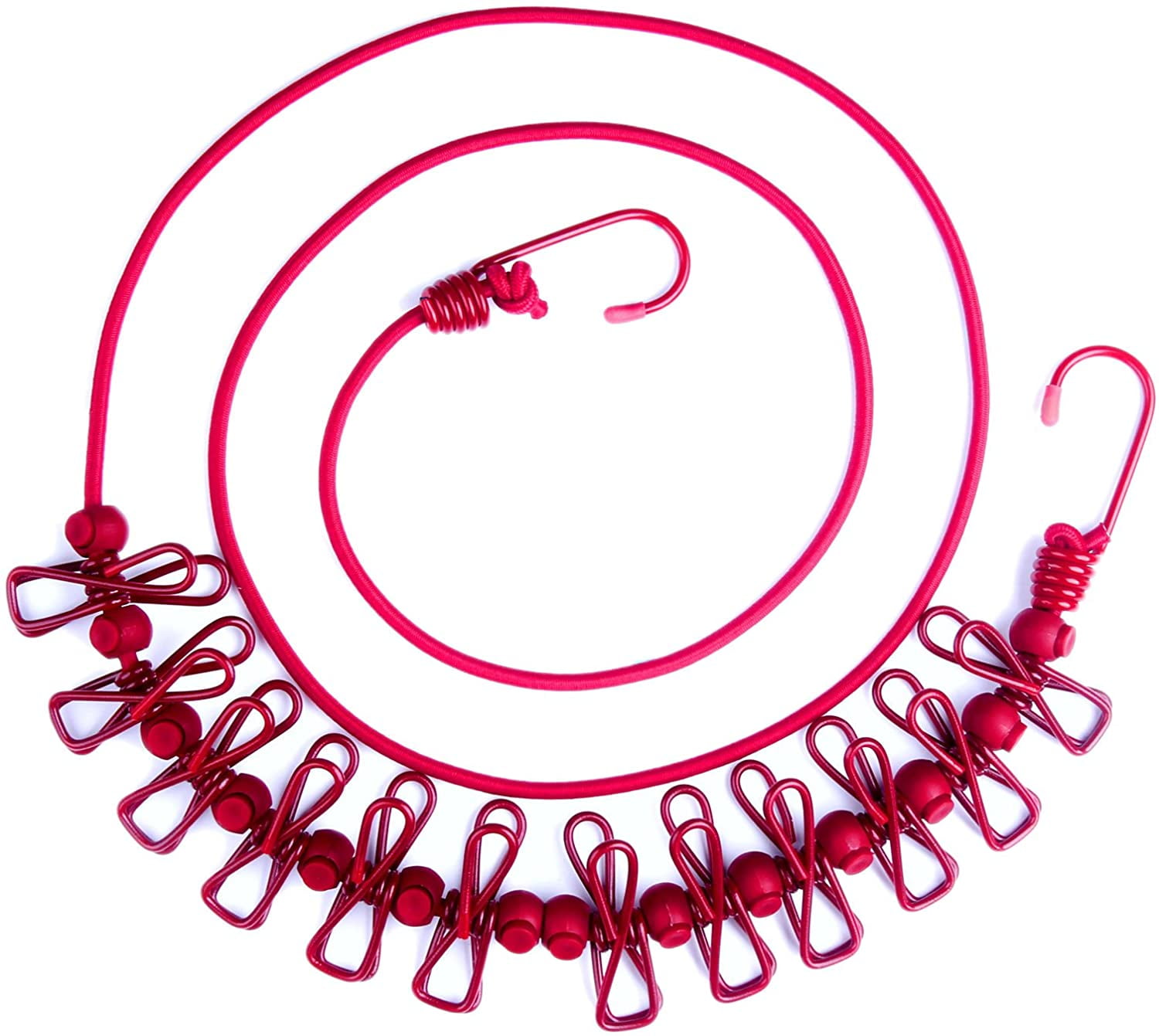 Portable Elastic Travel Clothesline with 12pcs Clothespins Travel