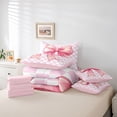 thumbnail image 5 of Homewish Girly Pink Bow-tie Bedding Comforter Set 7pcs for Teens, Dreamy Fairy Tale King Bedding Sets, Princess Ribbon Style Reversible Bed Sheets, Lightweight Room Decor, 5 of 7