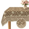 thumbnail image 3 of Brown Floral Rectangle Tablecloth,52x70 Inch,Waterproof Stain Resistant Table Cover for Kitchen Dining Party Decor, 3 of 7