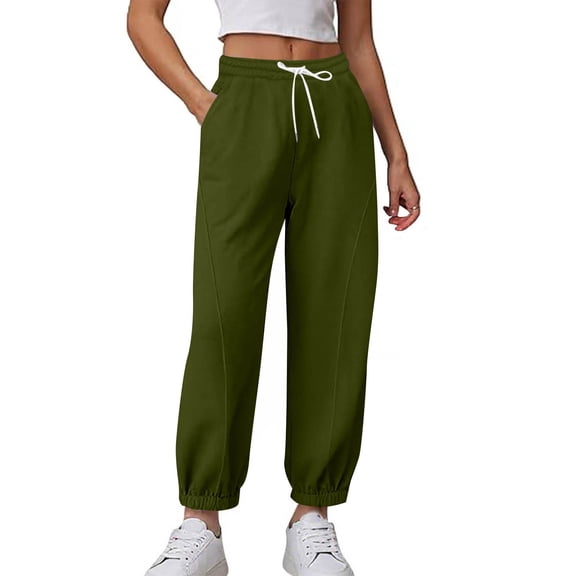 Maplenight Women's Sweatpants Baggy Casual Pants Stretch Drawstring High Waisted Joggers for Women