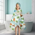thumbnail image 6 of LightBlue Cartoon Dinosaurs Volcanoes Palms Patter Hooded Bath Towel，50"x30" for Ages 3 To 12 Kids, Quick Dry Lightweight Soft Microfiber Hood Beach Towel Cover Up for Kids, 6 of 7