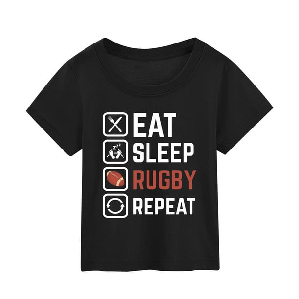 Gibobby Blusa Casual Para Niñas Camiseta de manga corta con estampado de de fútbol para niños, regalo deportivo para fanáticos del fútbol americano, ropa para amantes del Rugby (Negro, 7-8 Años)