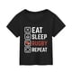 thumbnail image 1 of Gibobby Blusa Casual Para Niñas Camiseta de manga corta con estampado de de fútbol para niños, regalo deportivo para fanáticos del fútbol americano, ropa para amantes del Rugby （Negro， 7-8 Años), 1 of 3
