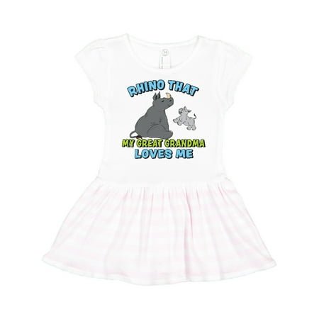 

Inktastic Rhino That My Great Grandma Loves Me with Cute Rhinos Gift Toddler Girl Dress