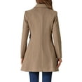 thumbnail image 3 of INSPIRE CHIC Women's Vintage Lapel Collared Overcoat Single Breasted Mid-Long Winter Coat, 3 of 6