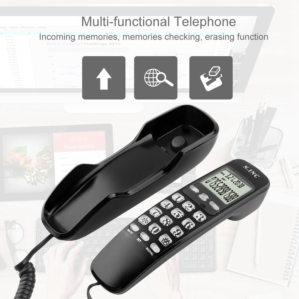 OTVIAP Wall Mount Corded Phone with LCD Display, Black