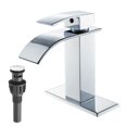 thumbnail image 1 of VOTON Grifos de baño cromados cascada grifo del fregadero del baño moderno grifo de baño de una sola manija para 1 o 3 agujeros con placa de cubierta y drenaje emergente RV fregadero Camper granja bañ, 1 of 6