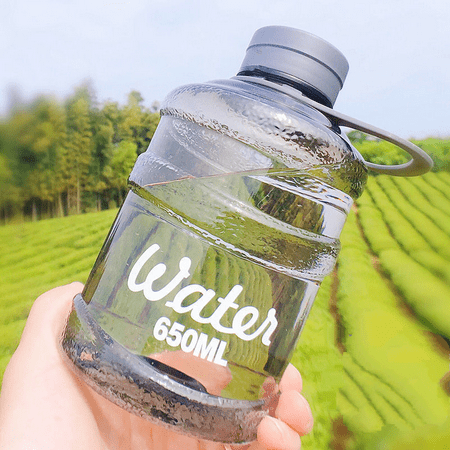 

Mini Small Pure Bucket Cup Plastic Water Cup Fancy [Transparent Black] 650ml Single Cup