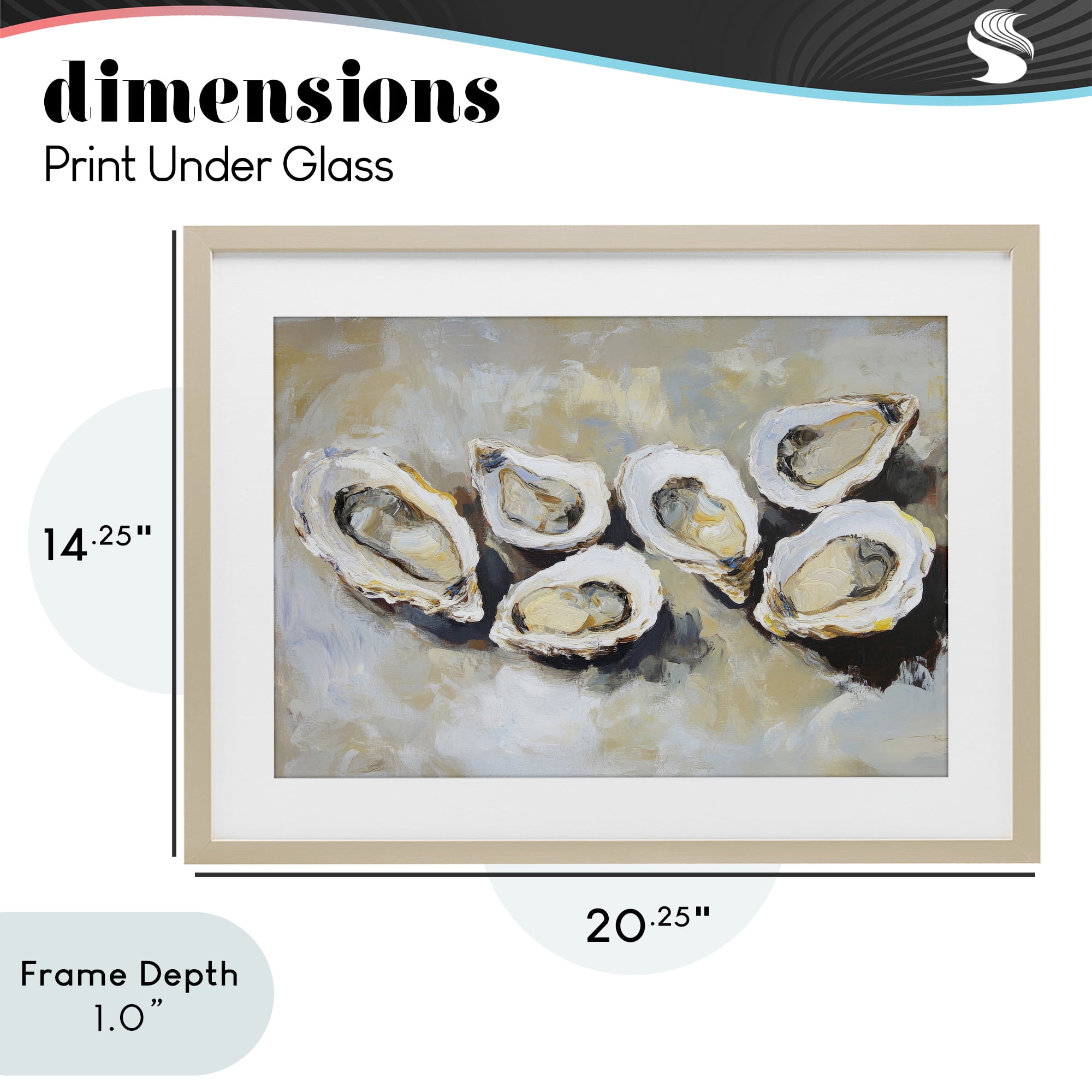 Stupell Industries Line of Oysters in Neutrals Birch Framed Print Under Glass, design by Sisi and Seb