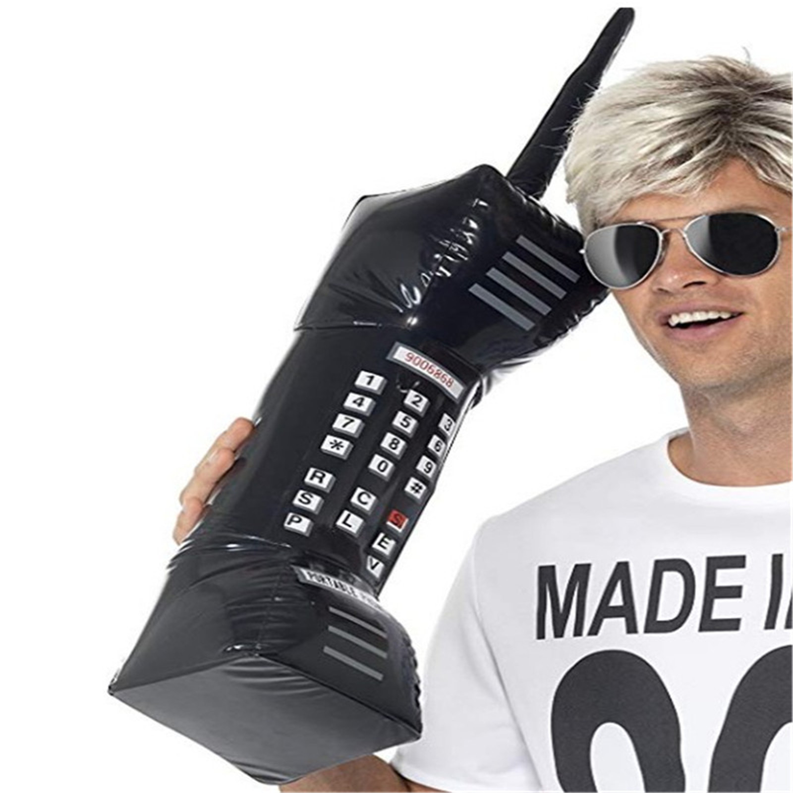 80s 90s Party Inflatable Phone Mobile Props Decorations Toy for Themed Celebrations, 5.9x4.7x26 inch, Black