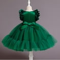 thumbnail image 4 of Girls Dresses Flower Girl Dresses Sleeveless Tulle Dress Tea Party Dresses for Girls Dark Green Dress Girls Holiday Plaid Dresses Toddler Birthday Dress 8-9 Years, 4 of 4