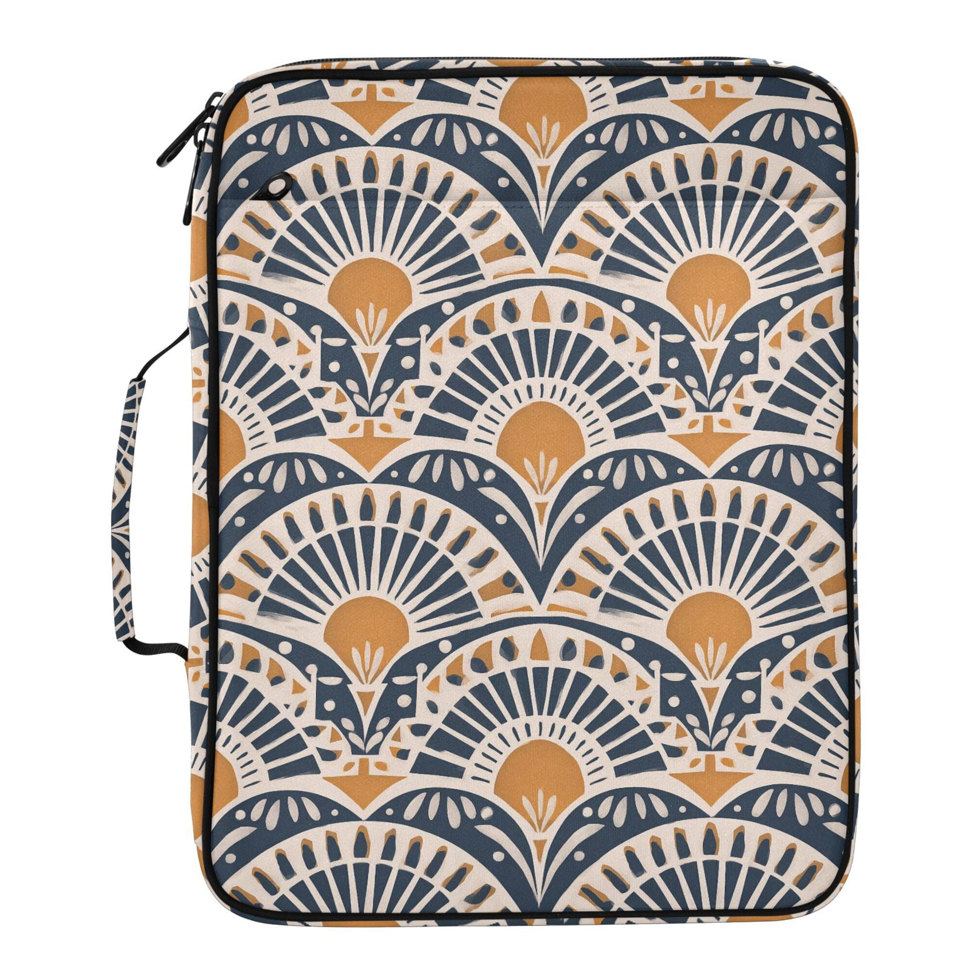FORMRS Accordion File Folder A4 Size 7-Pocket Expanding Document Organizer Bag with 3 Ring Binder, Orange Art Pattern