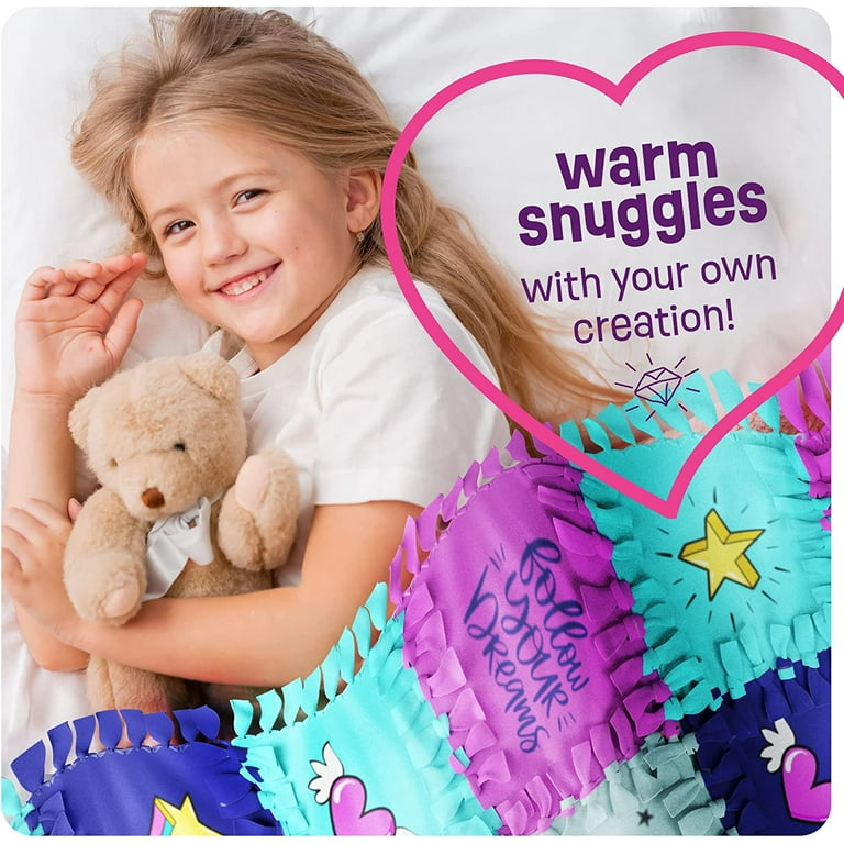 Pretty Me Unicorn Tuck N Tie Fleece Blanket Making Kit No Sew DIY Crafts for for Girls Ages 6 Year Old Best Arts Craft Gifts Ideas Kids