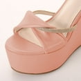 thumbnail image 4 of FSJ Women Graceful Round Open Toe Platform Wedge High Heels Sandals Ankle Strap Adjustable Buckle Party Evening Dress Shoes Size 8 Pink, 4 of 4