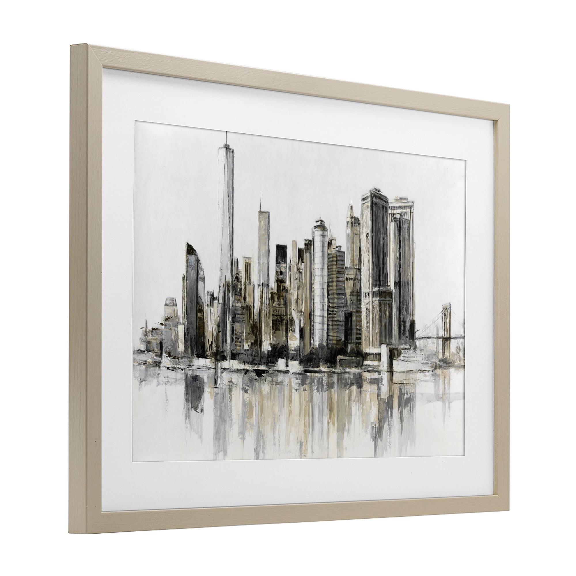 Stupell Industries Urban Skyline Reflection Birch Framed Print Under Glass, design by Lorenzo Collective