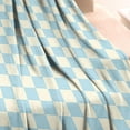 thumbnail image 3 of Light Blue and Cream Checkered Pattern Blanket,Comfortable Soft Flannel Throw Blanket,All Season,Warm Lightweight Blankets for Sofa Bed Couch Living Room Chair,30"x40", 3 of 4