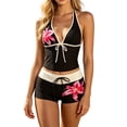 thumbnail image 2 of Y2k Vintage 2 Pieces Bikini Set Coquette Halter Tankini Top with Shorts Whimsy Polka Dot Beach Swimsuit Vacation Outfit, 2 of 4