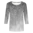 thumbnail image 5 of 3/4 Length Sleeve Floral Printed Shirts Womens Round Neck Casual Summer Tunic Tops Basic Tees Holiday Beach Outfit, 5 of 5