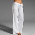thumbnail image 2 of Lumtrix Womens Linen Pants Wide Leg Drawstring High Waist Linen Cotton Pants Casual Loose Trousers With Pockets White L, 2 of 7