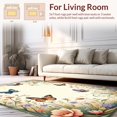 thumbnail image 2 of Flatwoven High Traffic Area Rug, Botanical Flutter Garden with Abstract Butterfly Motif and Curved Edges, Non Slip, Stain Resistant, Washable Area Rugs for Living Room, Bedroom(Beige, 4X6), 2 of 8