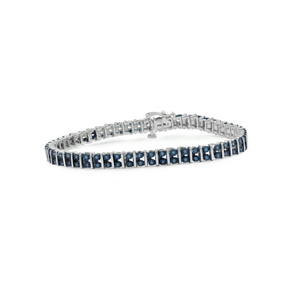 JewelersClub 1 1/2 Carat T.W. Blue Diamond Sterling Silver 2 Row Bracelet